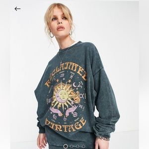✨NWOT ASOS/RECLAIMED VINTAGE INSPIRED SWEATSHIRT WITH SUN & MOON PRINT✨
